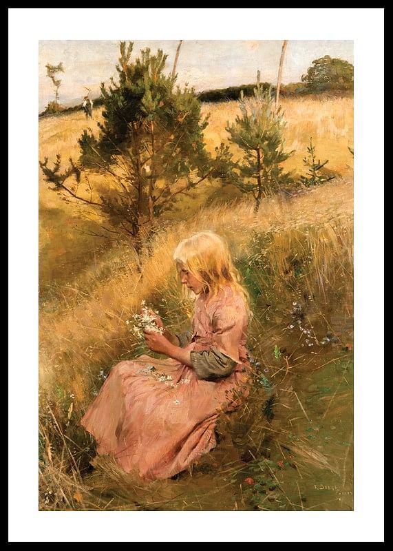 Girl Picking Flowers By Richard Bergh-12