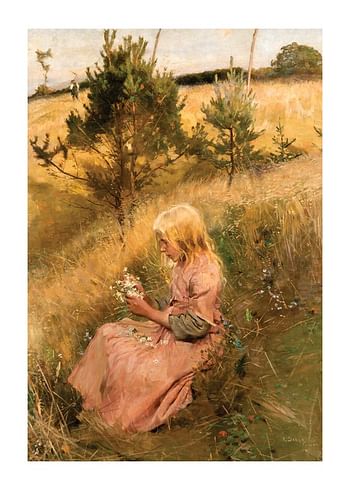 Plakat Girl Picking Flowers By Richard Bergh