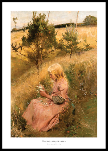 Poster Girl Picking Flowers By Richard Bergh
