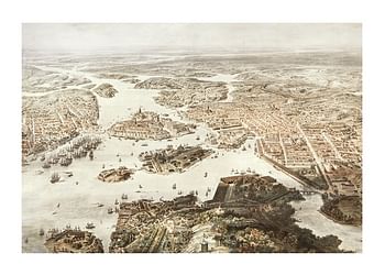 Poster Fogelvue Over Stockholm 1860