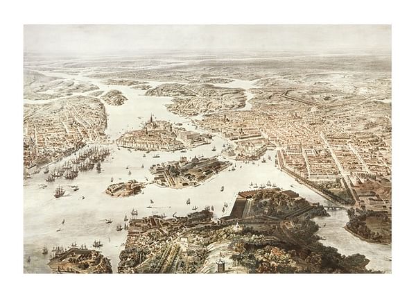 Plagát Fogelvue Over Stockholm 1860