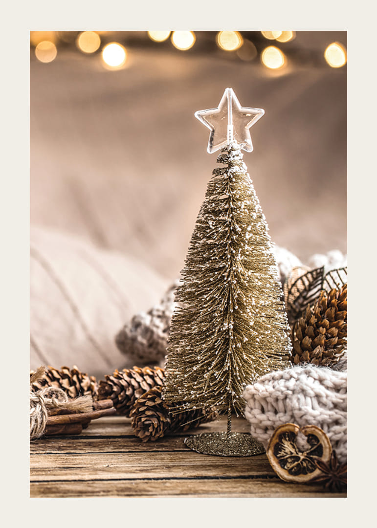 Miniatur-Weihnachtsbaum mit Sternspitze und Naturmaterialien-12