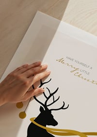 Illustrated deer with yellow scarf and Christmas balls on light background-9