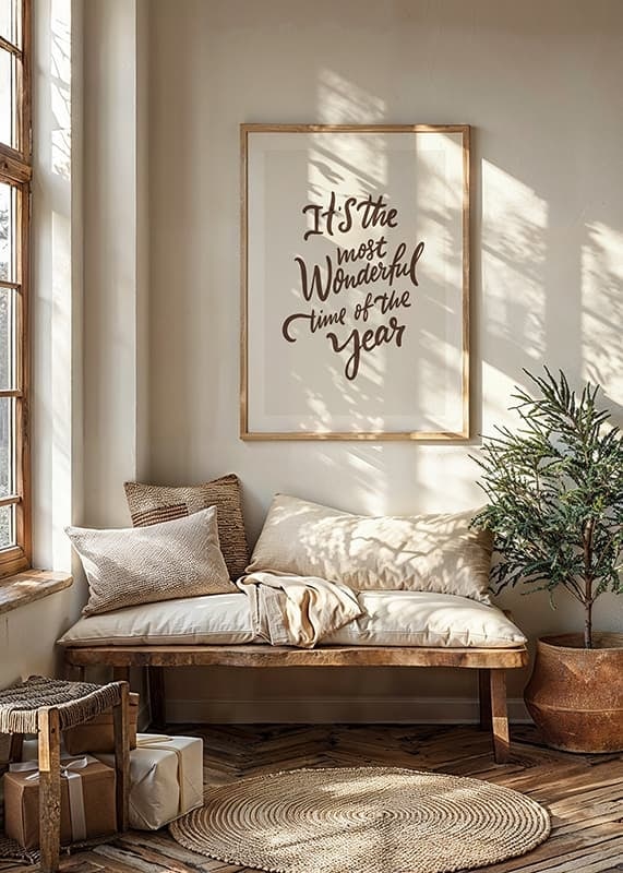 Handwritten brown text with Christmas theme on light background-12