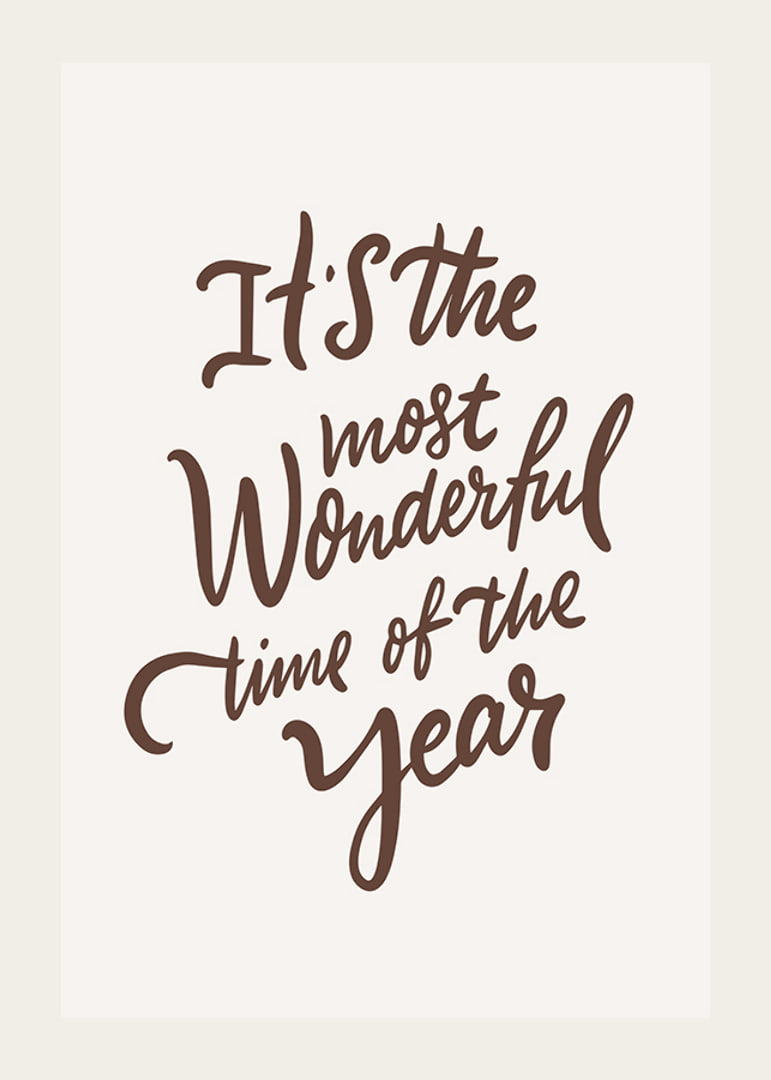 Handwritten brown text with Christmas theme on light background-12