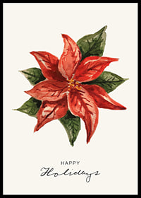 Illustration à l'aquarelle de poinsettia rouge avec des feuilles vertes-6