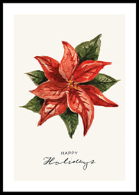 Illustration à l'aquarelle de poinsettia rouge avec des feuilles vertes-0