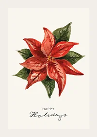 Watercolor illustration of red poinsettia with green leaves-3