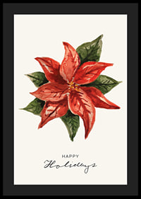 Illustration à l'aquarelle de poinsettia rouge avec des feuilles vertes-4