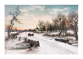 Poster Horse And Carriage In Snow