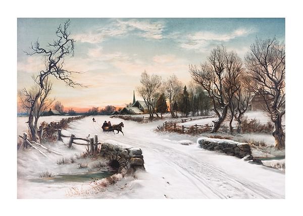Plagát Horse And Carriage In Snow