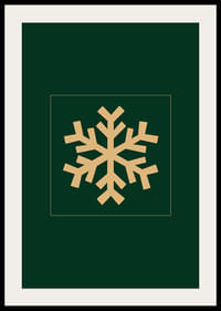 Grafická zlatá snehová vločka na tmavozelenom pozadí-2