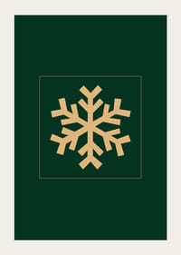 Grafická zlatá snehová vločka na tmavozelenom pozadí-3