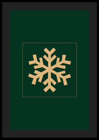 Grafická zlatá snehová vločka na tmavozelenom pozadí-4