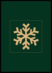 Grafisk guldfärgad snöflinga mot mörkgrön bakgrund-6