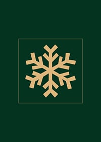Grafisk guldfärgad snöflinga mot mörkgrön bakgrund-7