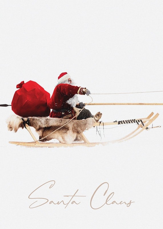 Illustration of Santa Claus on sleigh with reindeer and red sack-12