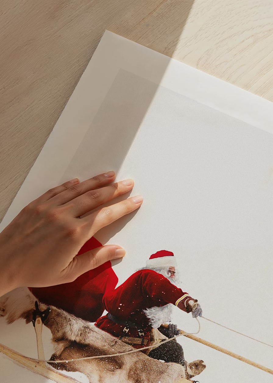 Illustration of Santa Claus on sleigh with reindeer and red sack-12