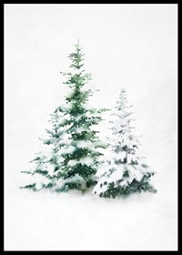 Aquarell von drei schneebedeckten Tannen auf hellem Hintergrund-6