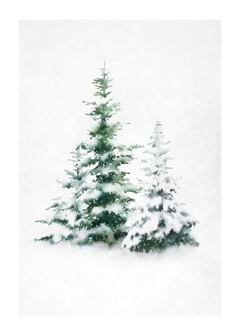 Poster Watercolor Evergreen Trees