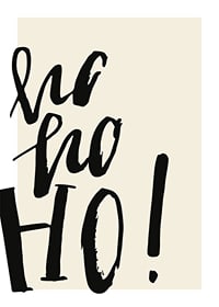 Grafisk textillustration med ho ho ho i svart på beige-1