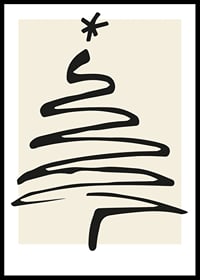 Arbre de Noël abstrait en ligne noire sur fond beige clair-0