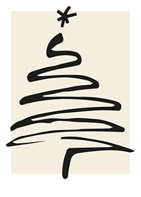 Arbre de Noël abstrait en ligne noire sur fond beige clair-1