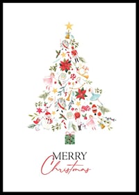 Abstract Christmas tree of decorations in red, green and gold-6