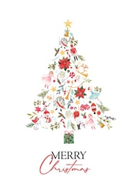Abstract Christmas tree of decorations in red, green and gold-7