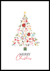 Abstract Christmas tree of decorations in red, green and gold-0