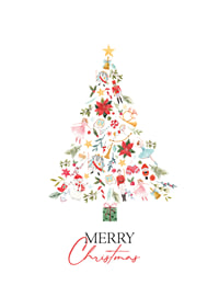 Abstract Christmas tree of decorations in red, green and gold-1