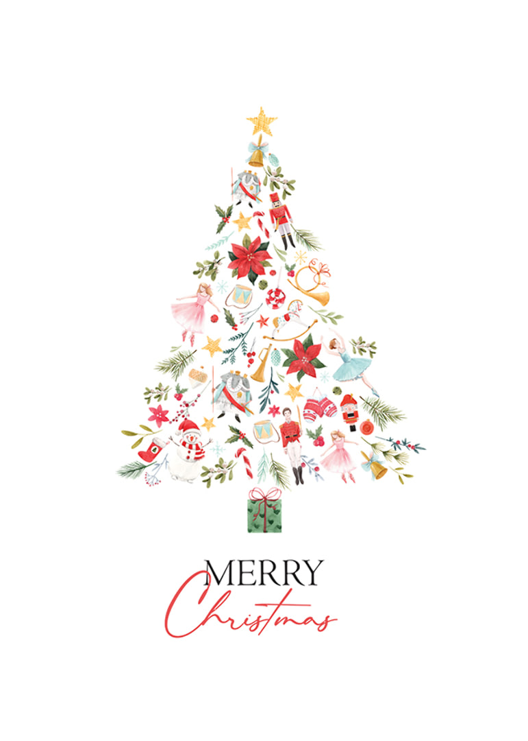 Abstract Christmas tree of decorations in red, green and gold-12