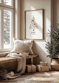 Abstract Christmas tree of decorations in red, green and gold-8