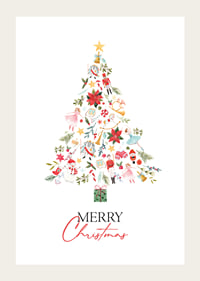 Abstract Christmas tree of decorations in red, green and gold-3