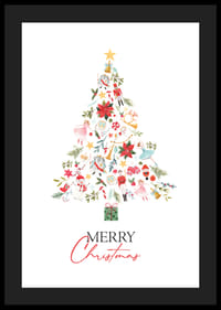 Árbol de Navidad abstracto con adornos en rojo, verde y dorado.-4