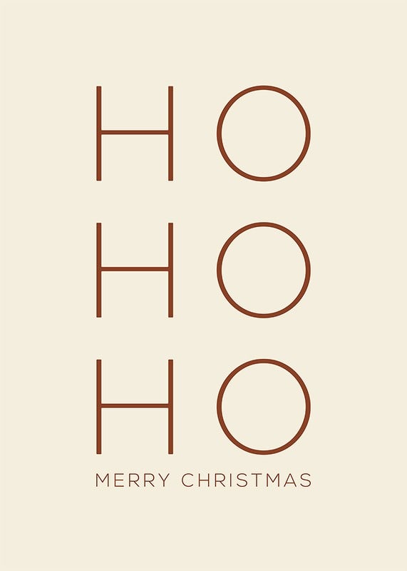 Texto navideño minimalista con Ho Ho Ho en marrón sobre beige-12