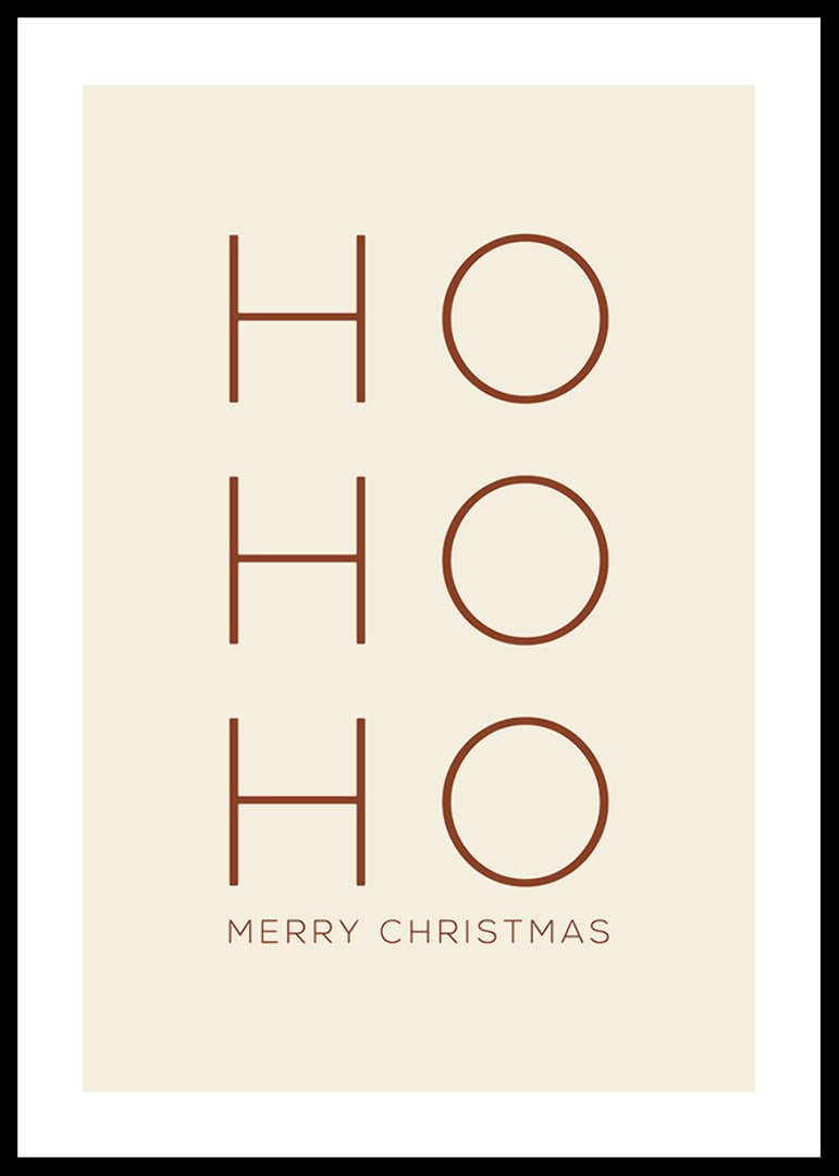 Texto navideño minimalista con Ho Ho Ho en marrón sobre beige-12