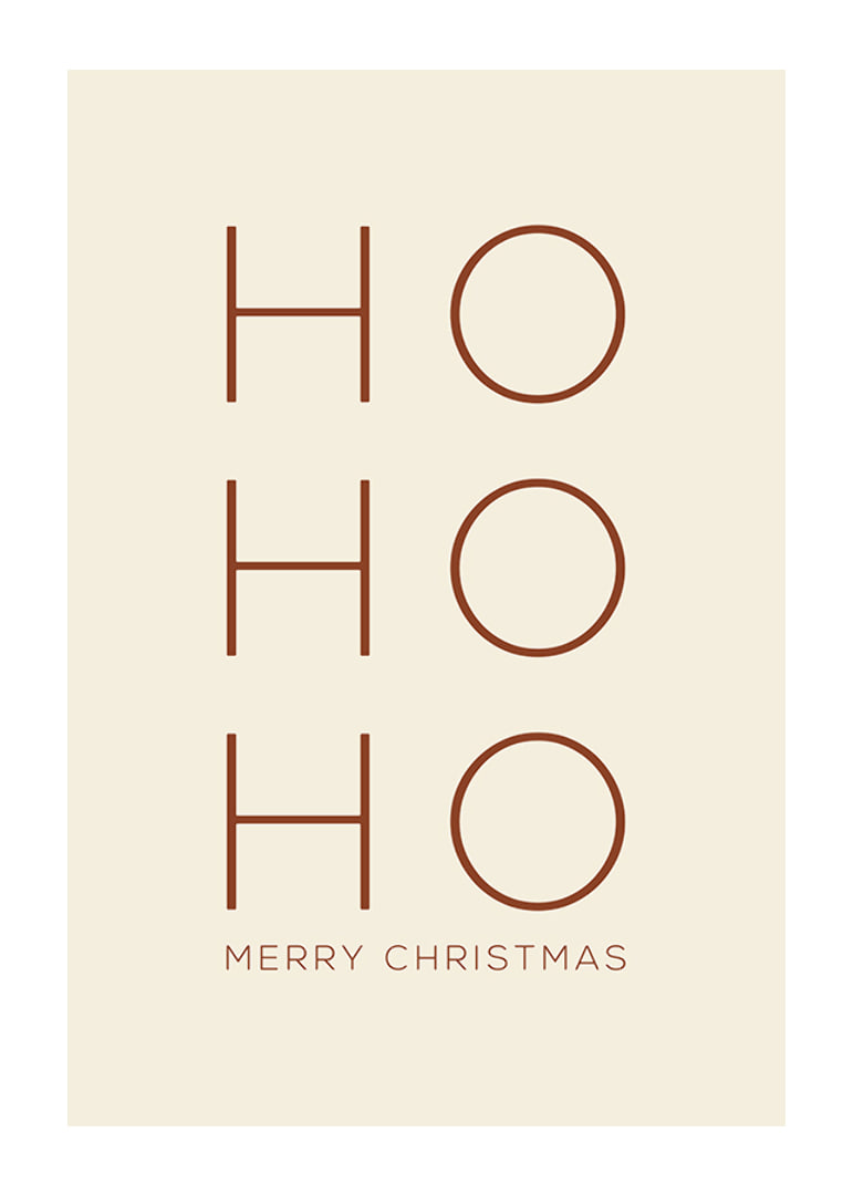 Texto navideño minimalista con Ho Ho Ho en marrón sobre beige-12