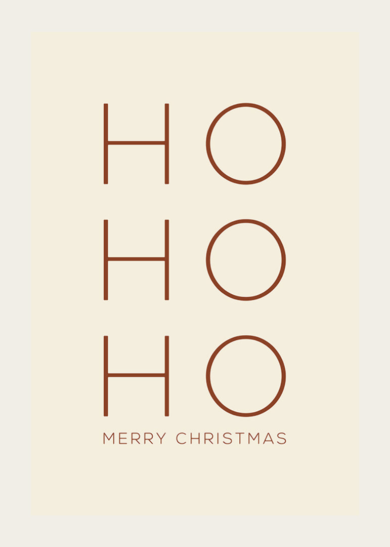 Texto navideño minimalista con Ho Ho Ho en marrón sobre beige-12