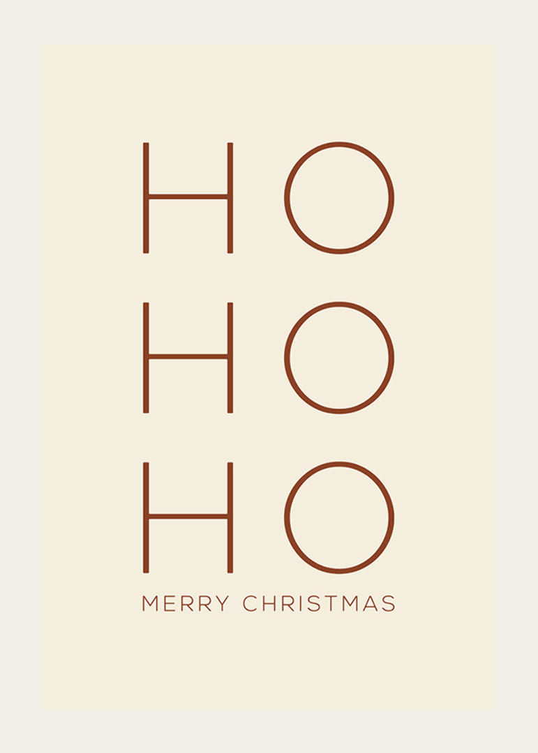 Texte de Noël minimaliste avec Ho Ho Ho en marron sur beige-12