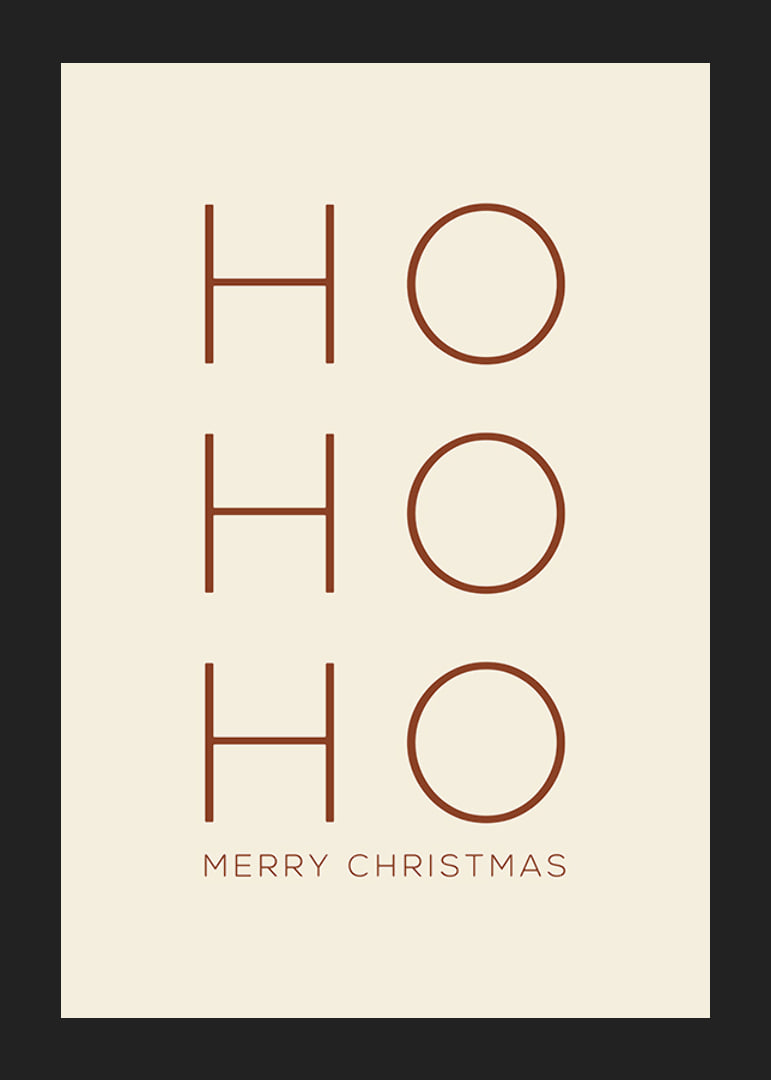 Texto navideño minimalista con Ho Ho Ho en marrón sobre beige-12