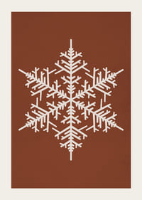 Grafická snehová vločka v bielej farbe na teplom hnedom pozadí-3