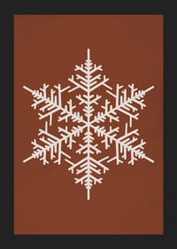 Grafická snehová vločka v bielej farbe na teplom hnedom pozadí-5