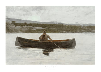Poster Playing A Fish By Winslow Homer