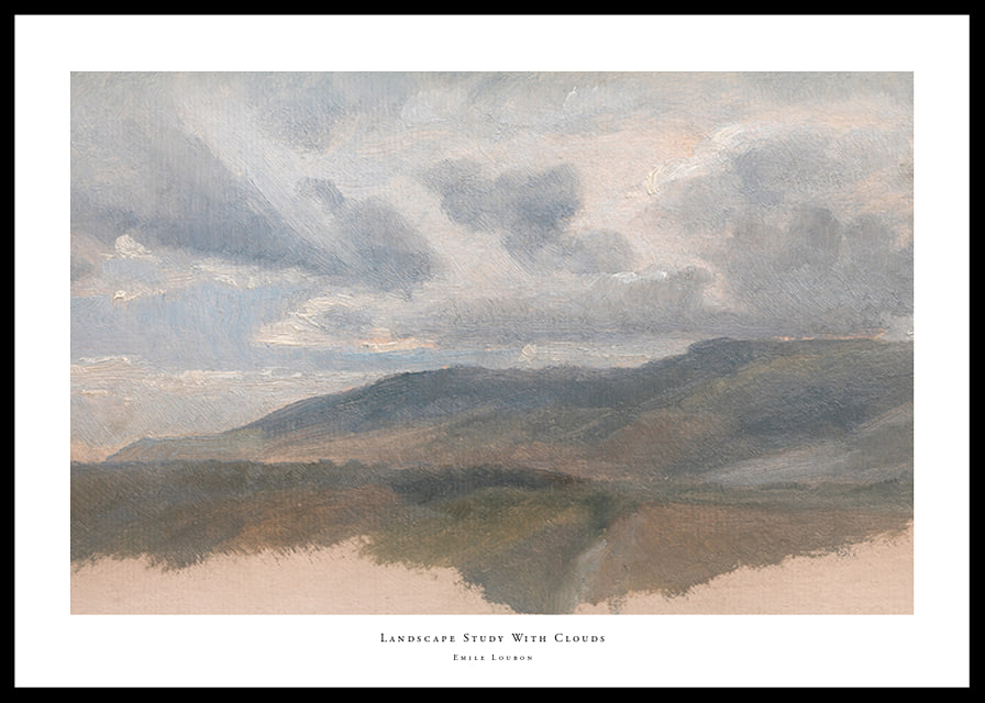Landscape Study With Clouds By Emile Loubon-12