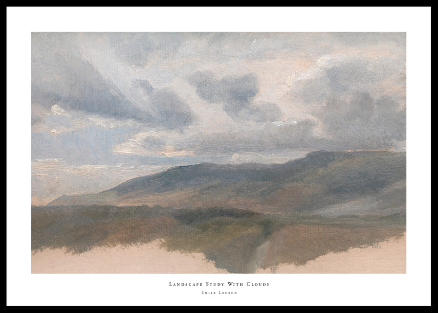 Landscape Study With Clouds By Emile Loubon-12