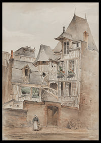 Street Scene With Medieval Houses By Arnold W. Brunner-8