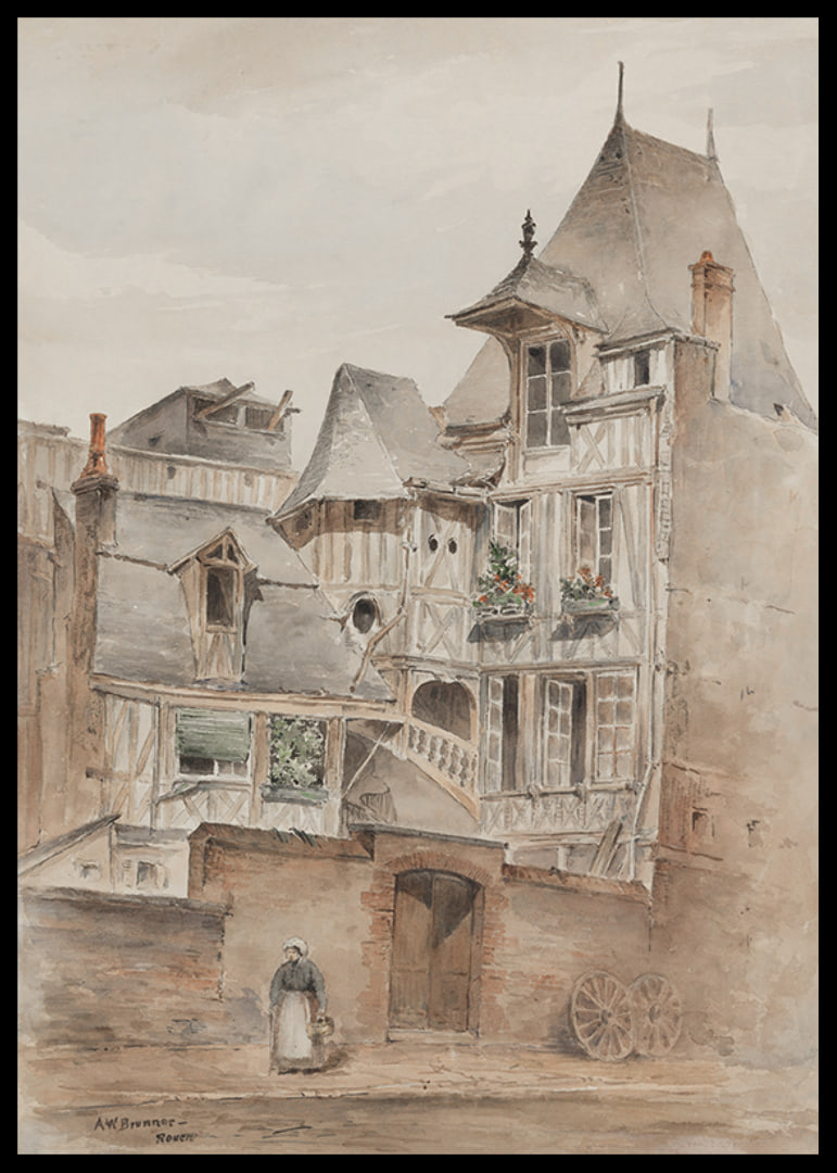 Street Scene With Medieval Houses By Arnold W. Brunner-12
