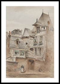 Street Scene With Medieval Houses By Arnold W. Brunner-2
