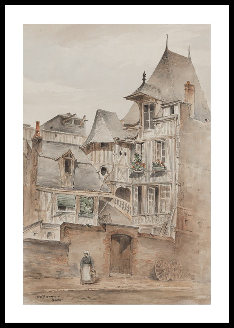 Street Scene With Medieval Houses By Arnold W. Brunner-12